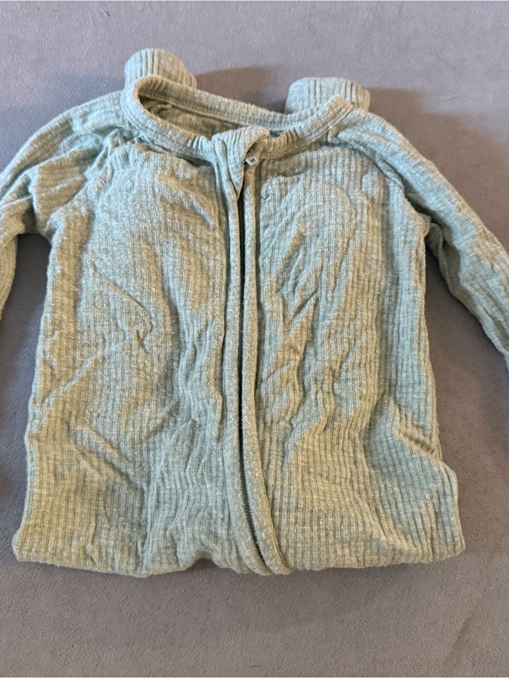 Little Sleepies Ribbed Zip-Front Jacket in Sage Green